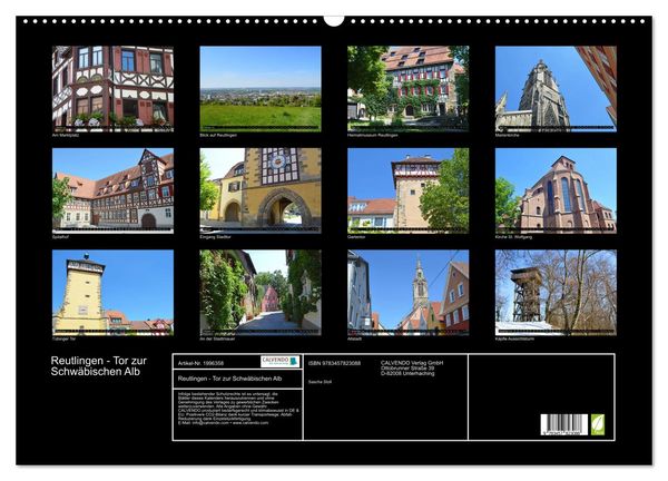 Produktbild: Reutlingen - Tor zur Schw&auml;bischen Alb (Wandkalender 2026 DIN A2 quer), CALVENDO Monatskalender