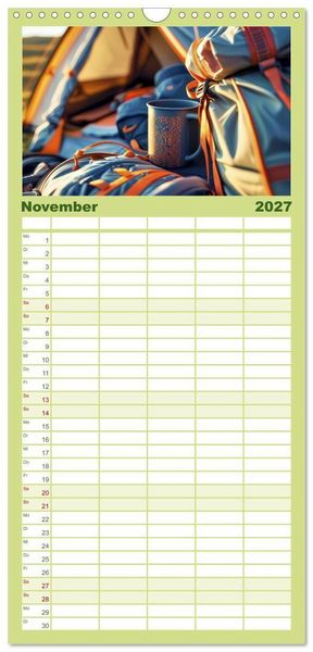 Produktbild: Familienplaner 2027 - Camping-Life und Abenteuer mit 5 Spalten (Wandkalender, 21 x 45 cm) CALVENDO