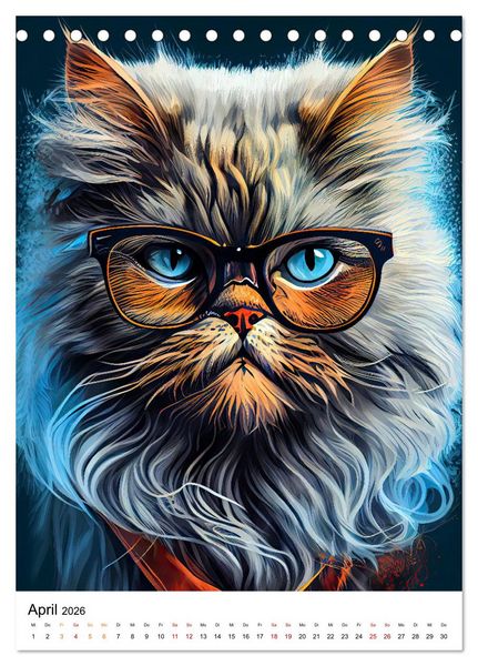 Produktbild: Hipster Katzen (Tischkalender 2026 DIN A5 hoch), CALVENDO Monatskalender
