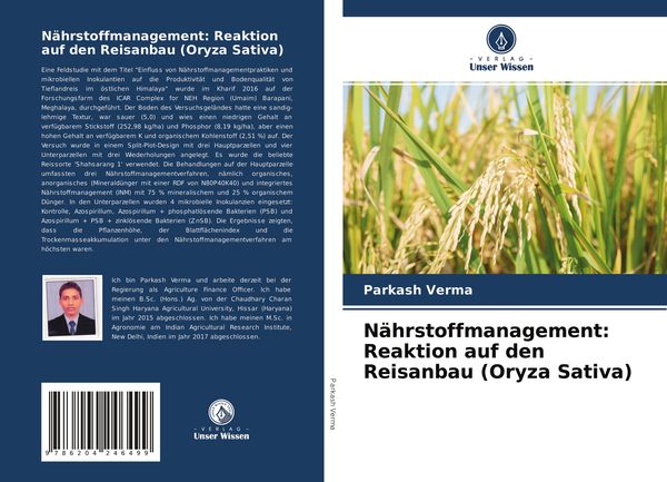 Nährstoffmanagement: Reaktion auf den Reisanbau (Oryza Sativa), Taschenbuch von Parkash Verma, Verlag Unser Wissen, 9786204246499