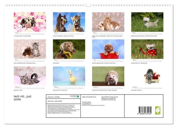 Produktbild: lach mit...just smile (hochwertiger Premium Wandkalender 2027 DIN A2 quer), Kunstdruck in Hochglanz