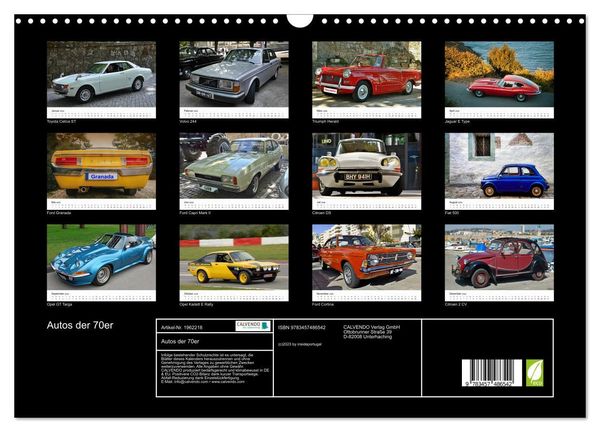 Produktbild: Autos der 70er (Wandkalender 2026 DIN A3 quer), CALVENDO Monatskalender