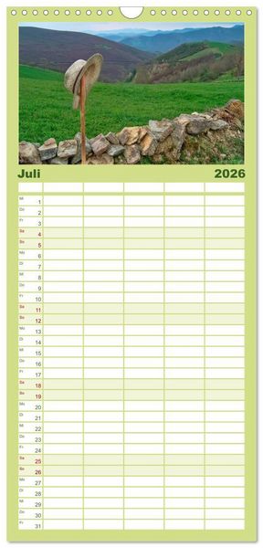 Produktbild: Familienplaner 2026 - Jakobsweg - pilgern auf dem Camino de Santiago mit 5 Spalten (Wandkalender, 21 x 45 cm) CALVENDO