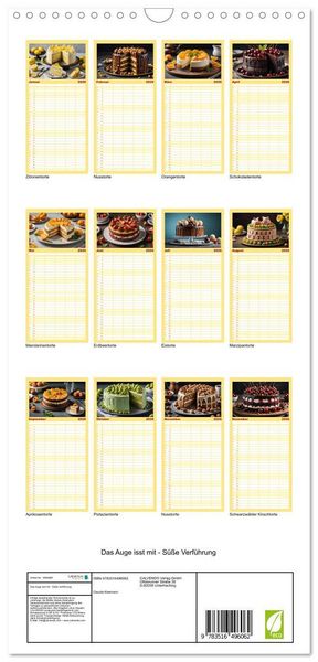 Produktbild: Familienplaner 2026 - Das Auge isst mit - S&uuml;&szlig;e Verf&uuml;hrung mit 5 Spalten (Wandkalender, 21 x 45 cm) CALVENDO