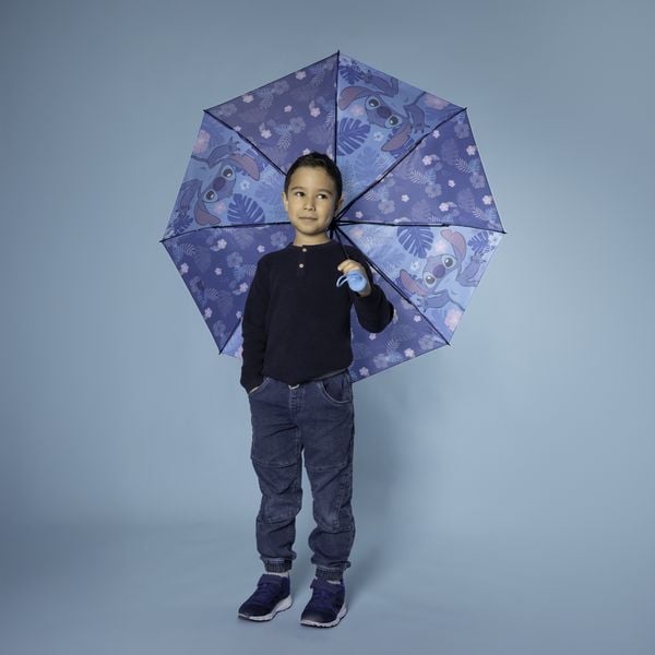 Produktbild: Undercover Regenschirm faltbarer Regenschirm Disney Stitch, Taschenschirm mit Schutzh&uuml;lle, 94 cm Durchmesser, ideal f&uuml;r Kinderh&auml;nde