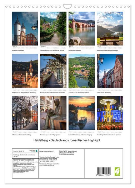 Produktbild: Heidelberg - Deutschlands romantisches Highlight (Wandkalender 2027 DIN A3 hoch), CALVENDO Monatskalender