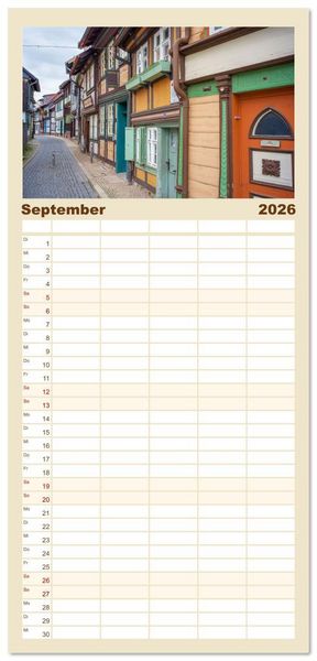 Produktbild: Familienplaner 2026 - Wernigerode - Historische Fachwerkstadt am Harz mit 5 Spalten (Wandkalender, 21 x 45 cm) CALVENDO