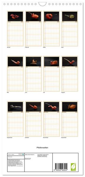 Produktbild: Familienplaner 2026 - Pfeifenwelten mit 5 Spalten (Wandkalender, 21 x 45 cm) CALVENDO