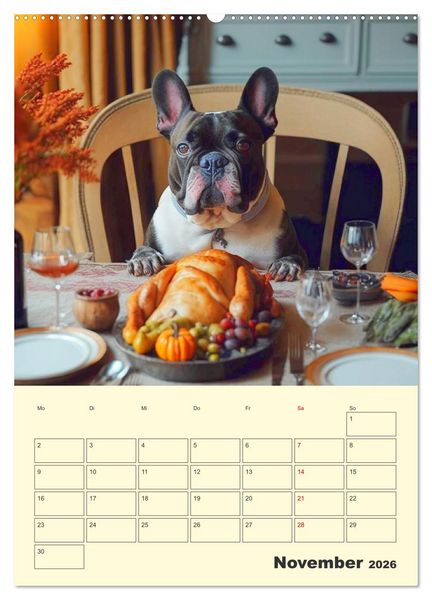 Produktbild: Lustige Flederm&auml;use. Franz&ouml;sische Bulldoggen bei der Freizeitgestaltung (Wandkalender 2026 DIN A2 hoch), CALVENDO Monatskalender