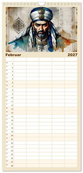 Produktbild: Familienplaner 2027 - Legend&auml;re Ikonen der Geschichte mit 5 Spalten (Wandkalender, 21 x 45 cm) CALVENDO