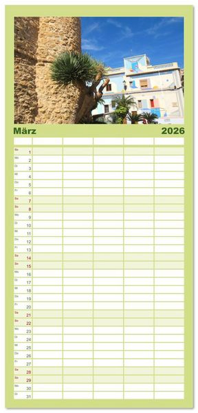 Produktbild: Familienplaner 2026 - Alicante - Benidorm - Calp mit 5 Spalten (Wandkalender, 21 x 45 cm) CALVENDO