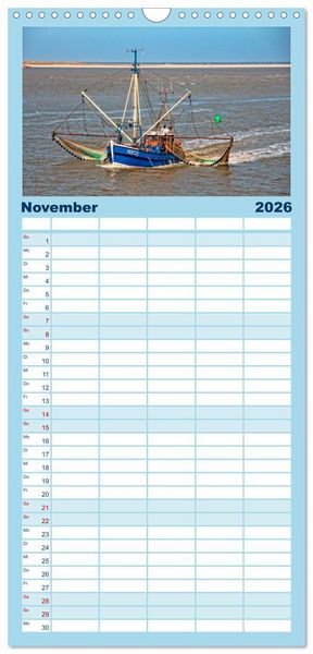 Produktbild: Familienplaner 2026 - Maritime Augenblicke - Fischkutter mit 5 Spalten (Wandkalender, 21 x 45 cm) CALVENDO