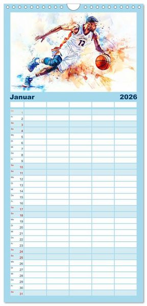 Produktbild: Familienplaner 2026 - Kunst des Sports mit 5 Spalten (Wandkalender, 21 x 45 cm) CALVENDO