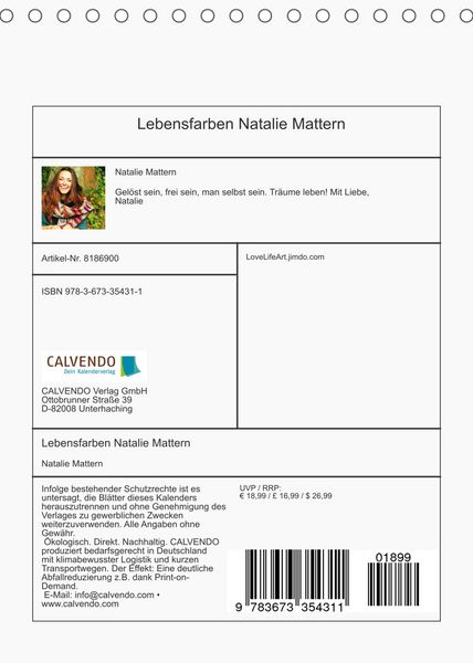 Produktbild: Lebensfarben Natalie Mattern (Tischkalender 2022 DIN A5 hoch)