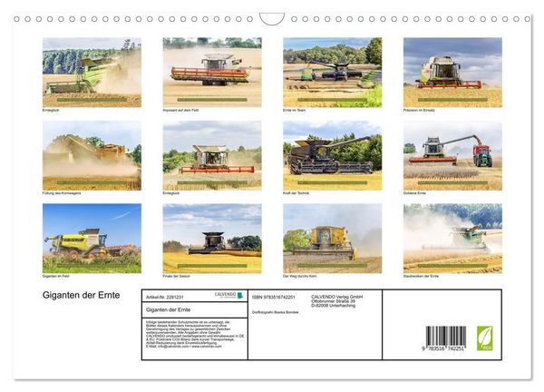 Produktbild: Giganten der Ernte (Wandkalender 2026 DIN A3 quer), CALVENDO Monatskalender