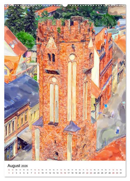 Produktbild: Tangerm&uuml;nde - Illustrationen der Stadt an der Elbe (Wandkalender 2026 DIN A2 hoch), CALVENDO Monatskalender