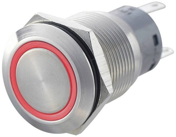 TRU COMPONENTS 701308 LAS1-AGQ-11E, RD Vandalismusgeschützter Drucktaster 250 V/AC 5 A 1 x Ein/(Ein) tastend Rot IP67 1 St.