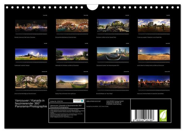 Produktbild: Vancouver / Kanada in faszinierender 360&deg; Panorama-Photographie (Wandkalender 2026 DIN A4 quer), CALVENDO Monatskalender