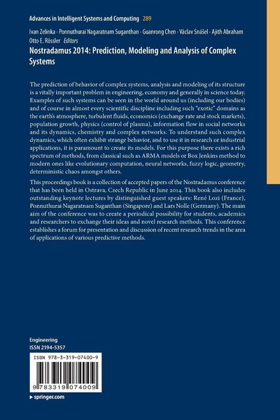 Produktbild: Nostradamus 2014: Prediction, Modeling and Analysis of Complex Systems