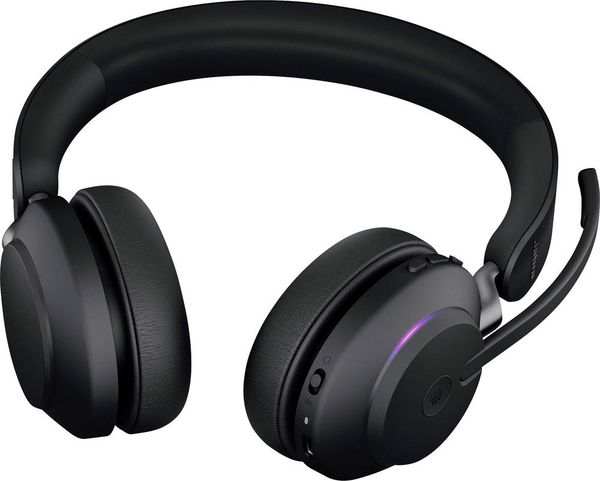 Produktbild: Jabra Evolve2 65 MS On Ear Headset Bluetooth&reg; Stereo Schwarz Lautst&auml;rkeregelung, Batterieladeanzeige, Mikrofon-Stummschaltung Telefon