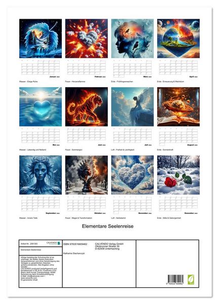 Produktbild: Elementare Seelenreise (Wandkalender 2026 DIN A2 hoch), CALVENDO Monatskalender