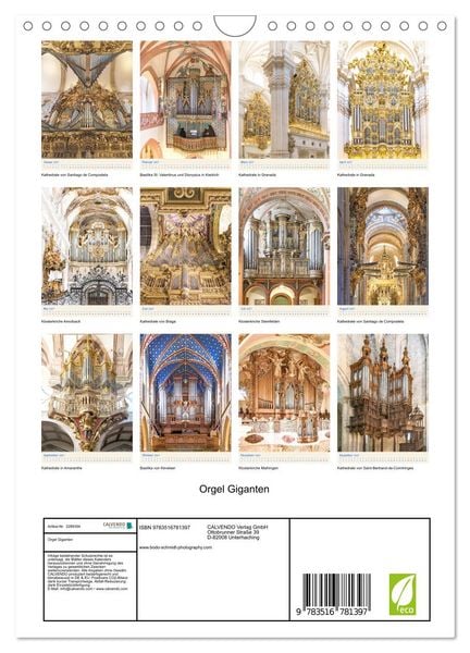 Produktbild: Orgel Giganten (Wandkalender 2027 DIN A4 hoch), CALVENDO Monatskalender
