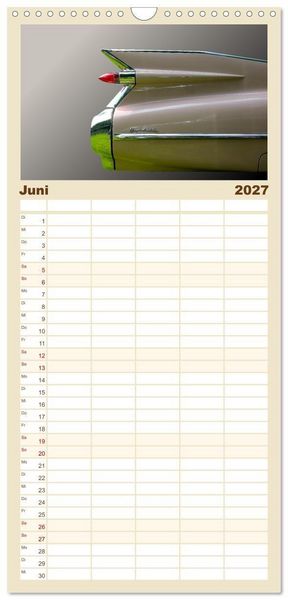 Produktbild: Familienplaner 2027 - American Dream: Heckflossen-Ikonen mit 5 Spalten (Wandkalender, 21 x 45 cm) CALVENDO
