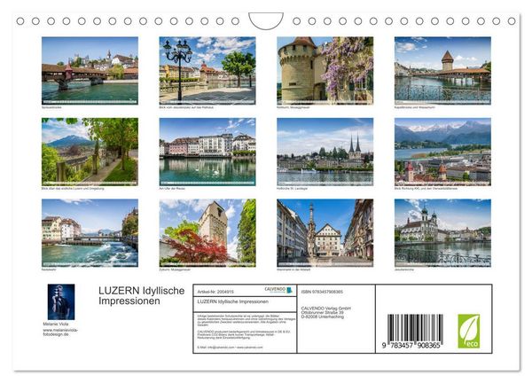 Produktbild: LUZERN Idyllische Impressionen (Wandkalender 2026 DIN A4 quer), CALVENDO Monatskalender