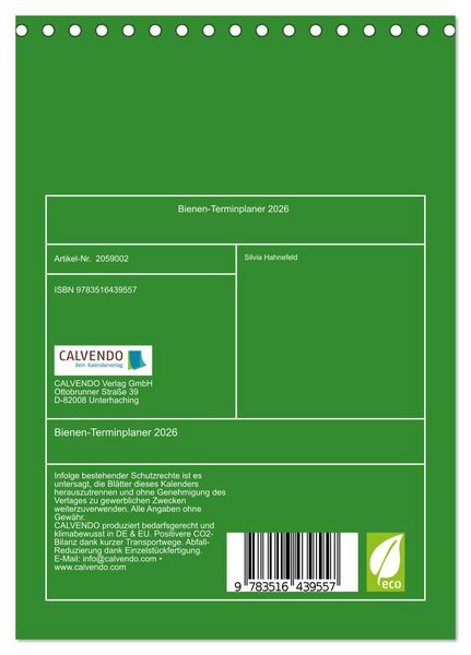 Produktbild: Bienen-Terminplaner 2026 (Tischkalender 2026 DIN A5 hoch), CALVENDO Monatskalender