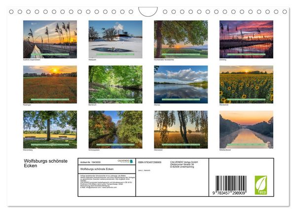 Produktbild: Wolfsburgs sch&ouml;nste Ecken (Wandkalender 2026 DIN A4 quer), CALVENDO Monatskalender