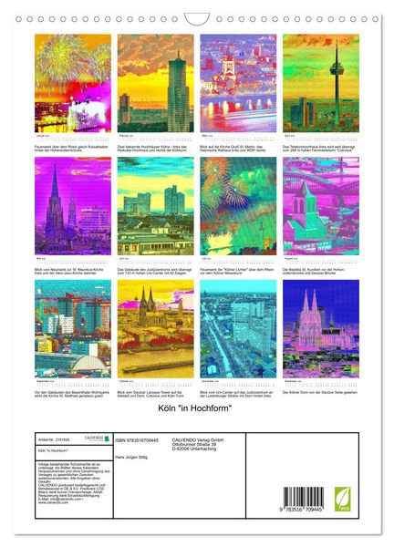 Produktbild: K&ouml;ln "in Hochform" (Wandkalender 2026 DIN A3 hoch), CALVENDO Monatskalender
