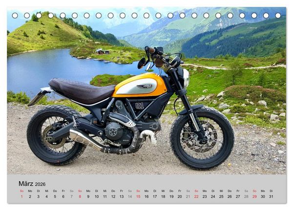 Produktbild: Scrambler Motorr&auml;der mit Stil (Tischkalender 2026 DIN A5 quer), CALVENDO Monatskalender