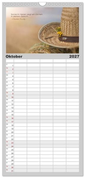 Produktbild: Familienplaner 2027 - Mit guten Gedanken durch das Jahr mit 5 Spalten (Wandkalender, 21 x 45 cm) CALVENDO