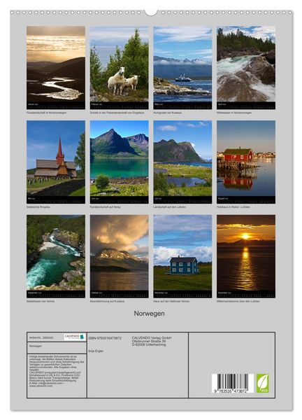 Produktbild: Norwegen (hochwertiger Premium Wandkalender 2026 DIN A2 hoch), Kunstdruck in Hochglanz