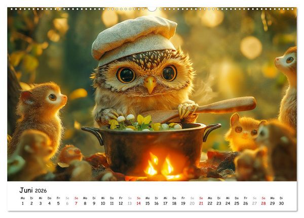 Produktbild: Eulen im Wald - Die geheimen Jobs und Aufgaben (Wandkalender 2026 DIN A2 quer), CALVENDO Monatskalender