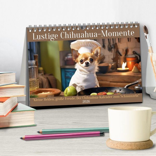 Produktbild: Lustige Chihuahua-Momente (Tischkalender 2026 DIN A5 quer), CALVENDO Monatskalender