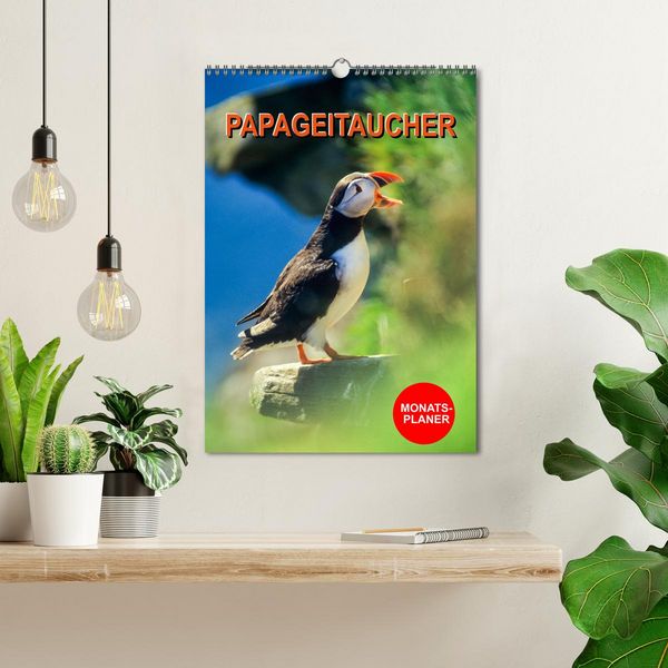 Produktbild: Papageitaucher Monatsplaner (Wandkalender 2026 DIN A3 hoch), CALVENDO Monatskalender