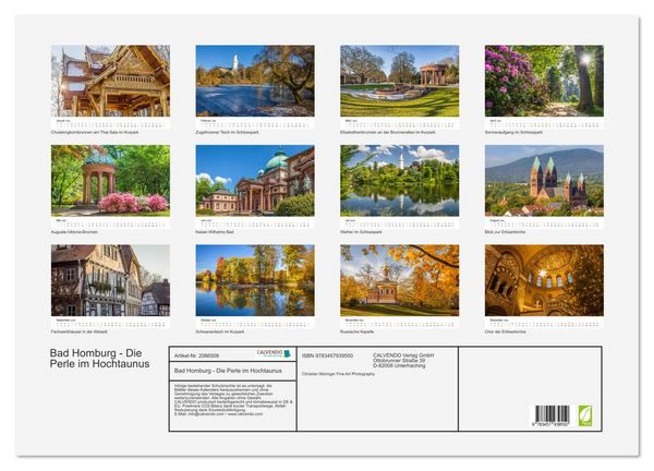 Produktbild: Bad Homburg - Die Perle im Hochtaunus (Wandkalender 2026 DIN A2 quer), CALVENDO Monatskalender