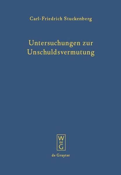 Produktbild: Untersuchungen zur Unschuldsvermutung