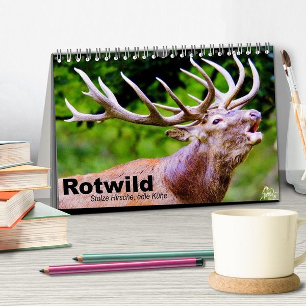 Produktbild: Rotwild. Edle Hirsche, stolze K&uuml;he (Tischkalender 2026 DIN A5 quer), CALVENDO Monatskalender