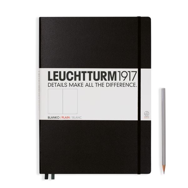 Produktbild: LEUCHTTURM1917 Notizbuch Master Classic (A4+), Hardcover, 235 nummerierte Seiten, Schwarz, Blanko