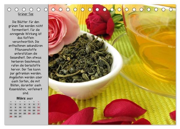 Produktbild: Eine kleine Teekunde - Zw&ouml;lf Teesorten im Portr&auml;t (Tischkalender 2027 DIN A5 quer), CALVENDO Monatskalender