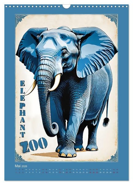 Produktbild: Zoo Vintage-Poster (Wandkalender 2026 DIN A3 hoch), CALVENDO Monatskalender