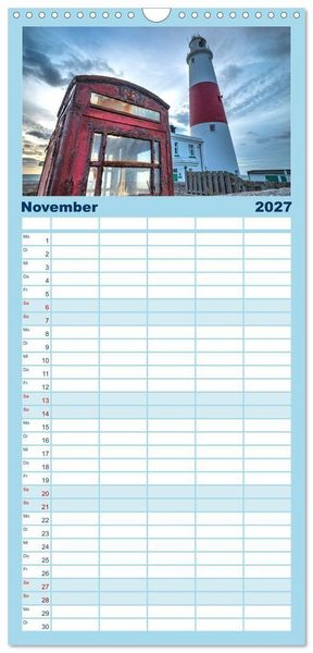 Produktbild: Familienplaner 2027 - Rundreise: Dorset in sieben Tagen mit 5 Spalten (Wandkalender, 21 x 45 cm) CALVENDO