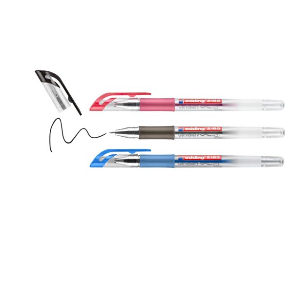 Produktbild: Edding Gelroller 2185 schwarz+rot+blau 3er Set