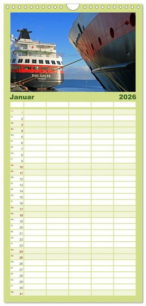 Produktbild: Familienplaner 2026 - Hurtigruten - Entlang der norwegischen K&uuml;ste mit 5 Spalten (Wandkalender, 21 x 45 cm) CALVENDO