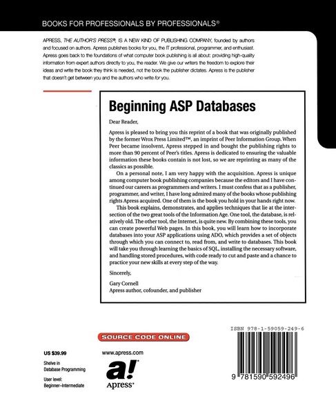 Produktbild: Beginning ASP Databases