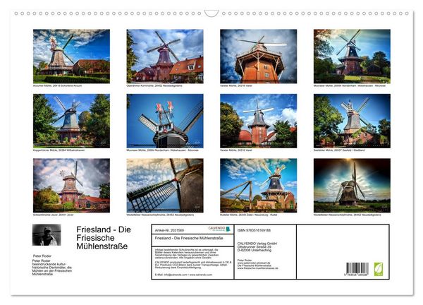 Produktbild: Friesland - Die Friesische M&uuml;hlenstra&szlig;e (Wandkalender 2026 DIN A2 quer), CALVENDO Monatskalender