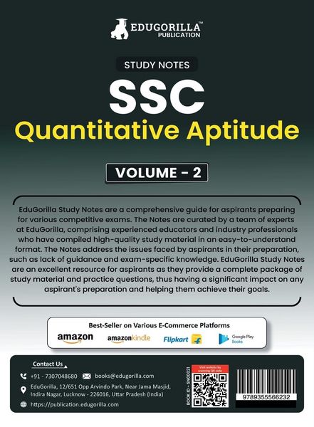 Produktbild: Study Notes for Quantitative Aptitude (Vol 2) - Topicwise Notes for CGL, CHSL, SSC MTS, CPO and Other SSC Exams with Solved MCQs