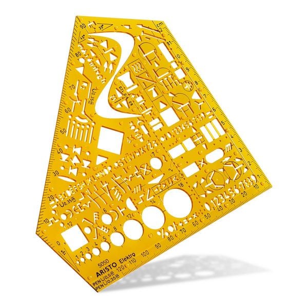 Produktbild: ARISTO Schablone Schulwinkel Elektro Format 155 x 155 mm, Tuschenoppen